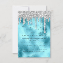 Convite Brilho Goteja Noivado Azul Prata Sweet 16 Oceano