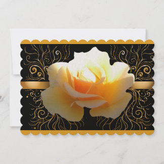 Convite Brilho Interior Rosa Amarela e Dourada Elegante