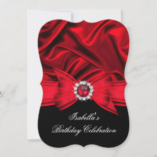 Convite Brilho Joia Falsa Arco Vermelho Preto Festa de Ani