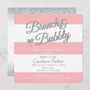 Convite Brilho moderno, chás de panela cor-de-rosa