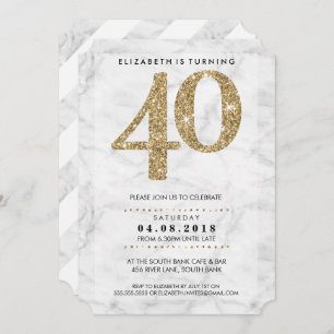Convite Brilho moderno do ouro 40 do GRANDE mármore do