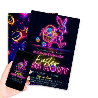 Convite Brilho na festa Dark Easter Egg Hunt Neon