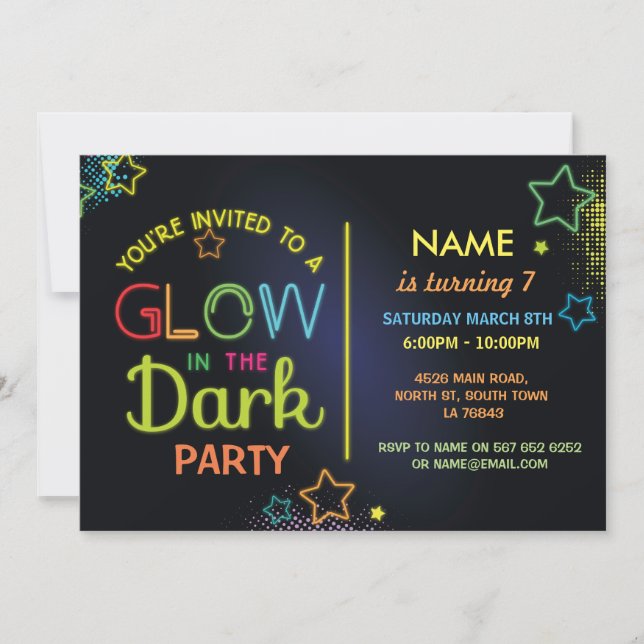 Convite Brilho na Festa de aniversário Escura Convidar Cri (Frente)