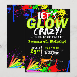 Convite Brilho na festa escura de salto cósmico e neon