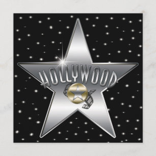 Convite Brilho Old Retro Hollywood Silver Star