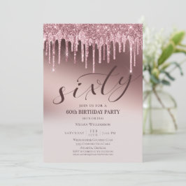 Convite Brilho Rosa Chic Sessenta Surpresa Aniversário de