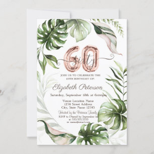 Convite Brilho Rosa Dourado Gotejante Aniversário de 60 An