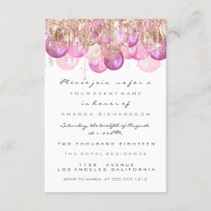 Convite Brilho Rosa Drips Rose Gold Doce 16º Casamento
