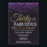 Convite Brilho roxo e Dourado do aniversário de 30 anos da<br><div class="desc">Convite do aniversário de 30 anos da surpresa. Trinta e fabuloso. Brilho roxo e Dourado preto. Festa de aniversário adulta. Para homens ou mulheres. Para uma personalização mais adicional,  clique por favor "personalizam-no" botão e usam-nos nossa ferramenta de design para alterar este modelo.</div>