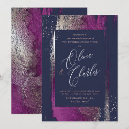 Convite Brilho, Toques de Pincel Navy Cassis Inverno Feliz