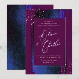 Convite Brilho, Trazos de Pincel Azul de Inverno + Cassis