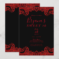 Brilho Vermelho Lace com Glitter Preto Festa Sweet