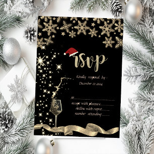 Convite Brilho,Vidro,Flocos de Neve RSVP de Natal