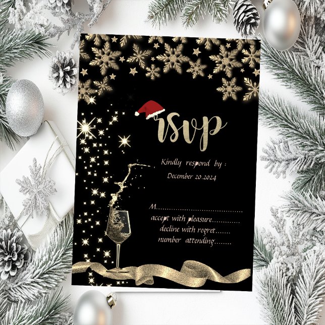 Convite Brilho,Vidro,Flocos de Neve RSVP de Natal (Criador carregado)