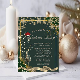 Convite Brilho,Vidro,Flocos de Neve Verde Natal Corporativ