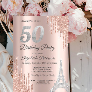 Convite Brilhos, Diamantes Torre Eiffel 50º Aniversário