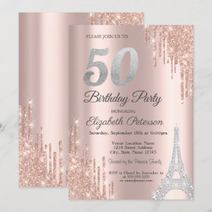 Convite Brilhos, Diamantes Torre Eiffel 50º Aniversário
