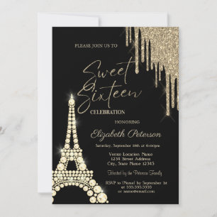Convite Brilhos Gotejantes, Diamantes da Torre Eiffel Doce