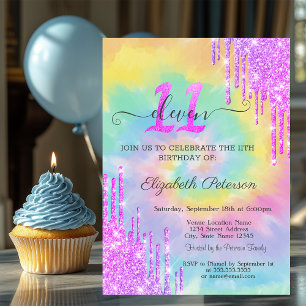 Convite Brilhos Legais Gotas Tie Dye 11º Aniversário
