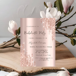 Convite Brilhos Modernos Dourado Rosa Festa de Despedida d