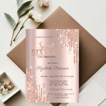 Brilhos Modernos Gotejantes Rosa Dourado  Doce 16
