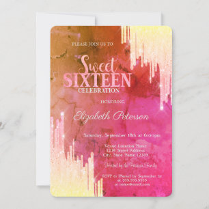 Convite Brilhos na Moda Efeito Ombre Sweet 16