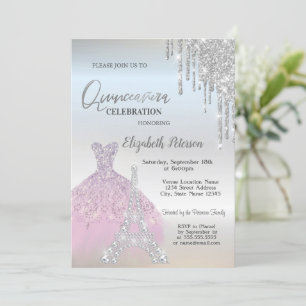Convite Brilhos, Vestido Lavanda, Eiffel Quinceañera