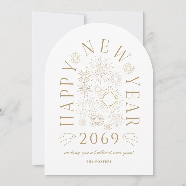 Convite Brilliant Arch New Year Firework Greeting Card (Frente)