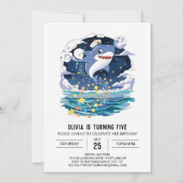Convite Brincadeira Azul Tubarão Azul Aniversário