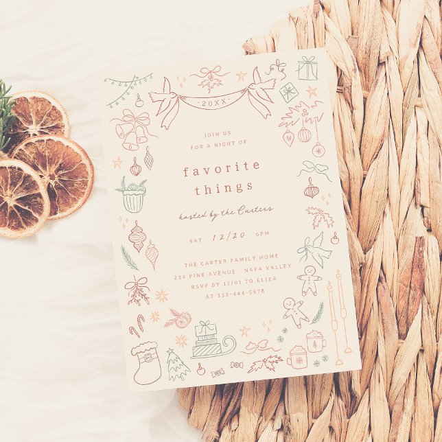 Convite Brincadeira, Coisas Favoritas Festa de Natal (Criador carregado)