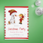 Convite Brincadeira de Neve com Snowman e Festa de Natal d<br><div class="desc">Um belo convite de Natal com uma ilustração de uma menina e seu cachorro construindo um boneco de neve. Excelente para a próxima temporada. Ilustrada e projetada por Patricia Alvarez.</div>