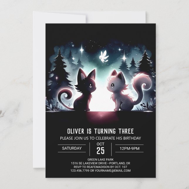 Convite Brincadeira de Noite de Gato Mágico (Frente)