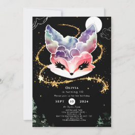 Convite Brincadeira de Watercolor Fox Birthday