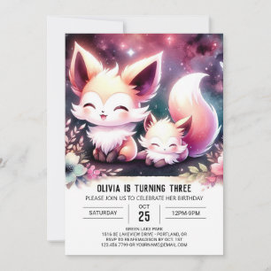 Convite Brincadeira Elegante Fox Birthday