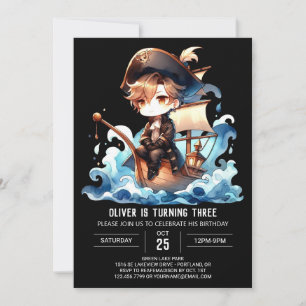 Convite Brincadeira Elegante Pirata Aniversário
