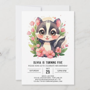 Convite Brincadeira Elegante Skunk Birthday