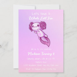 Convite Brincadeira Magenta Rosa-Rosa Axolotl Aniversário