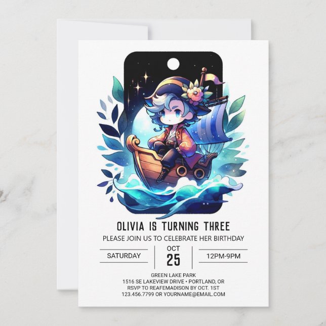 Convite Brincadeira Moderna Pirata Aniversário (Frente)