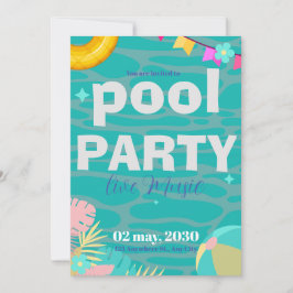 Convite Brincadeira Neon Glow Blue Green Piscina Party Boa
