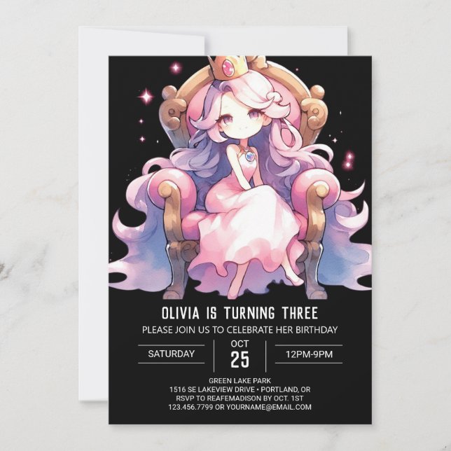 Convite Brincadeira Princesa Birthday (Frente)