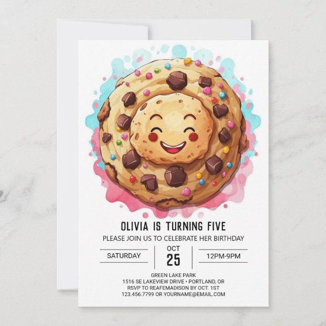 Convite Brincadeiras de Qui Cookies Aniversário (Frente)
