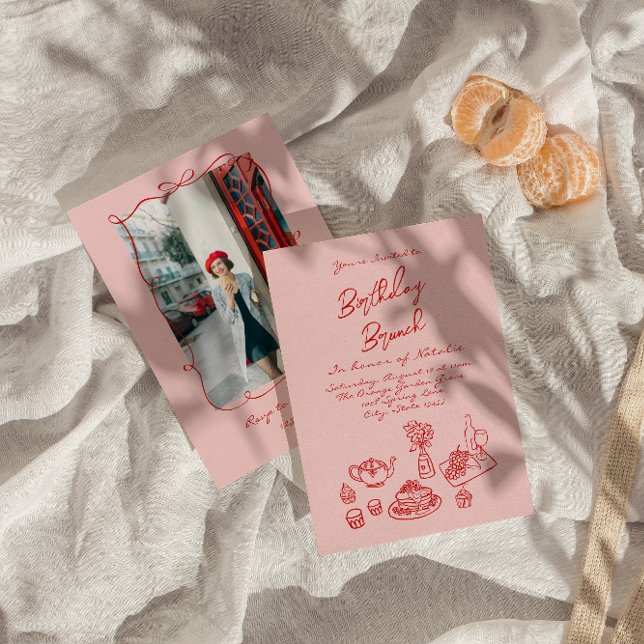 Convite Brinco de Foto Simples, Rosa, Quadrado, Brancos (Criador carregado)