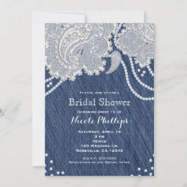 Convite Brinco de Pérola Denim Branco com Renda Paisley pa