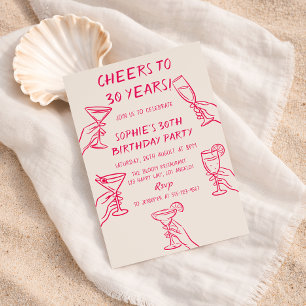 Convite Brinde a 30 Anos Coquetel Beige Aniversário de 30