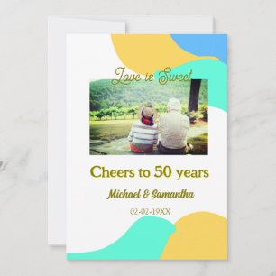Convite brinde a 50 anos de aniversário o amor é doce retr