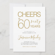 Brinde a 60 anos Aniversário Elegante Dourado Bran