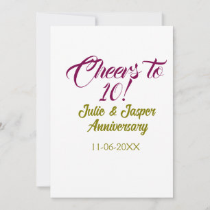 Convite Brinde ao 10º aniversário de casamento dourado ros
