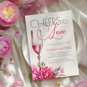 Convite Brinde ao Amor Champanhe Magenta para Chá de Noiva
