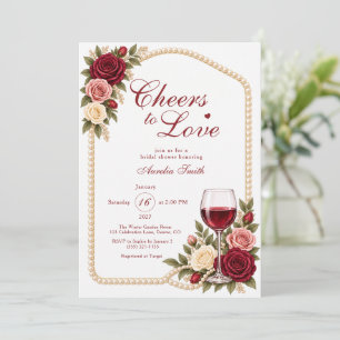 Convite Brinde ao Amor Vinho Tinto Chuveiro de Noiva