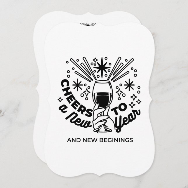 Convite Brinde ao Design de Celebração do Ano Novo (Frente/Verso)